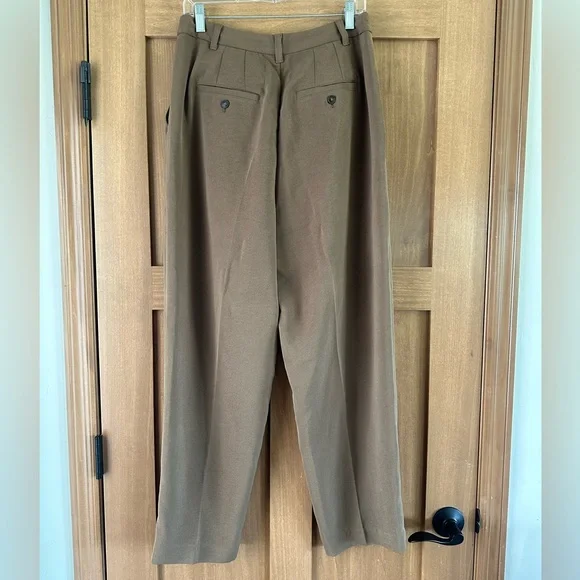Madewell Tall Pleated Tapered-Leg Pants in Easy Going Crepe Light Roast Size 8T - Picture 7 of 16